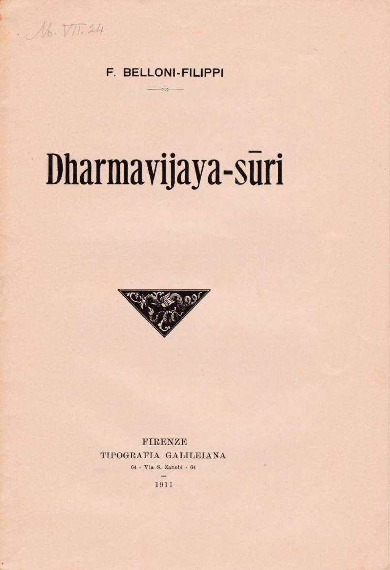 Dharmavijayasuri - Ferdinando Belloni Filippi (1911)