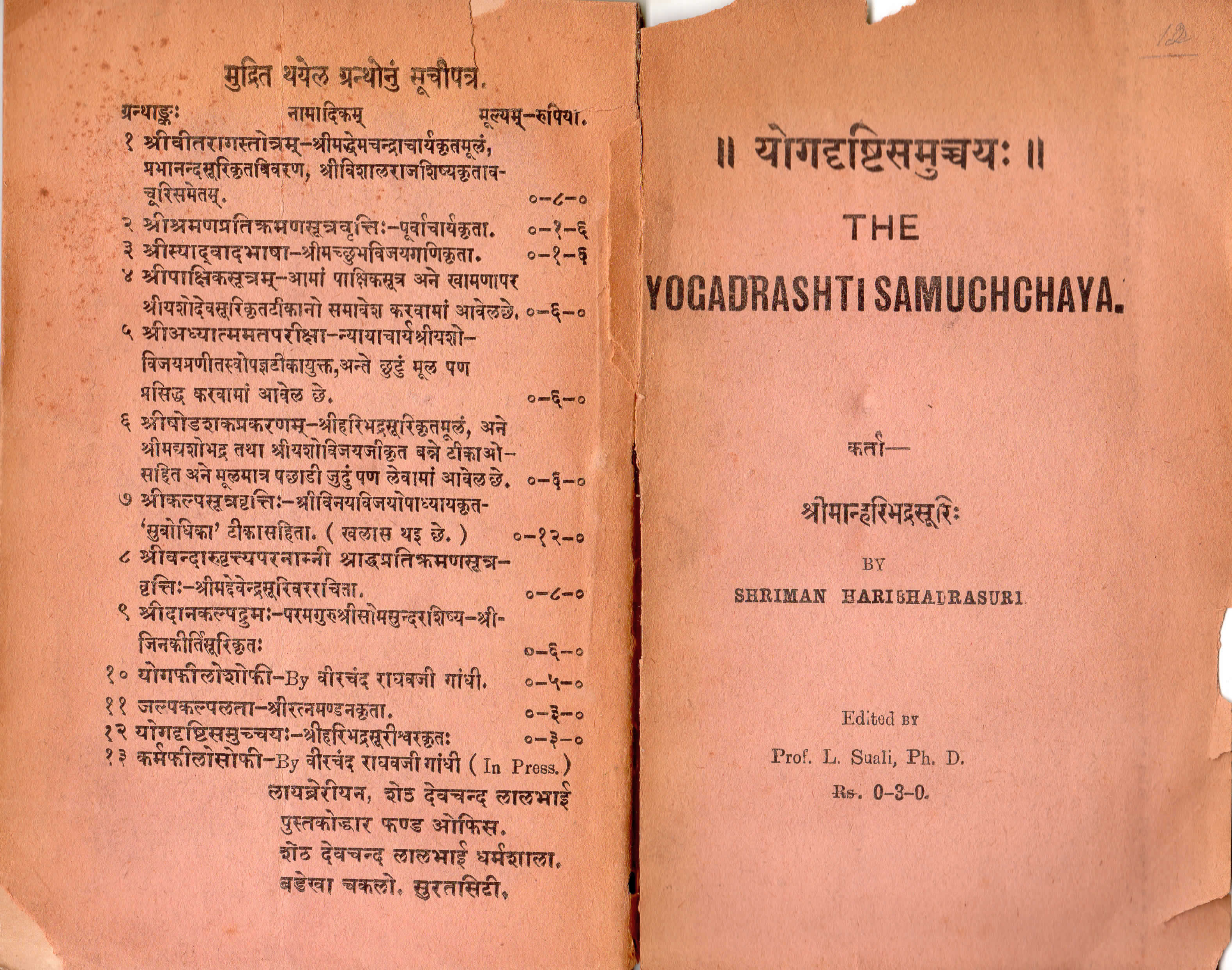 Yogadrashti Samuchchaya - Luigi Suali (1912)